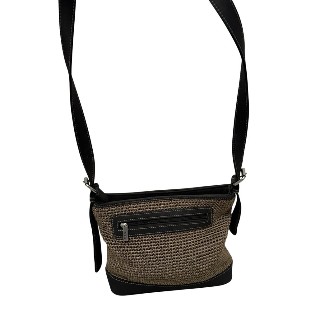 The Sak Brown Tan Crochet Crossbody Handbag Boho Classic Festival Casual